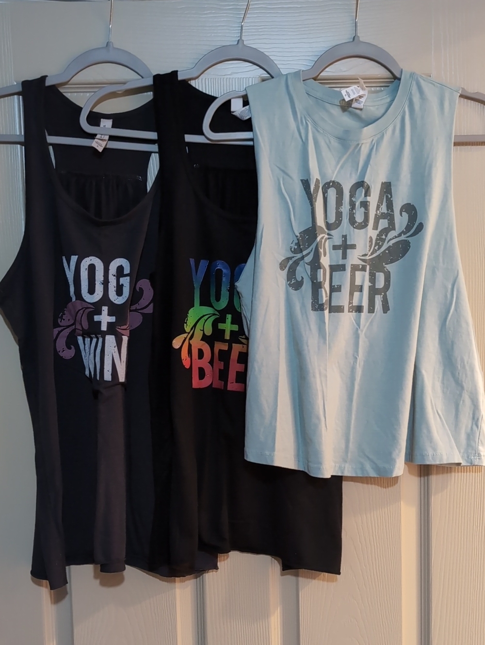 Bundle Of 3 Yoga + Beer and Yoga + Wine Graphic Muscle Tank Tops